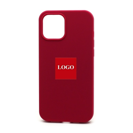 Чехол Silicone Case с лого для Apple iPhone 12 Pro Max/6.7 (полная защита) (036) малиновый
