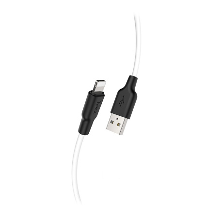 Кабель USB - Lightning HOCO X21 "Plus Silicone" (2.4A, 100см) бело-чёрный