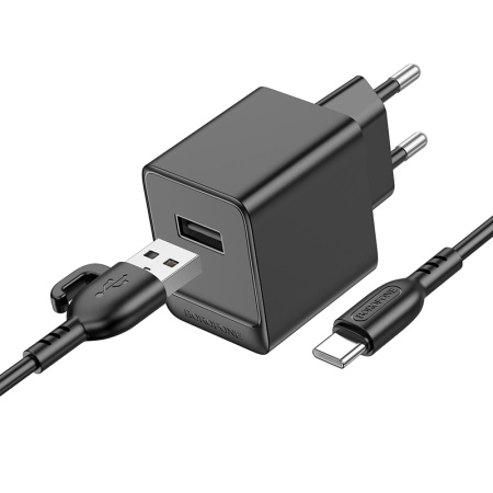СЗУ с выходом USB Borofone BAS11A (2.1A/1USB/кабель Type-C) черное
