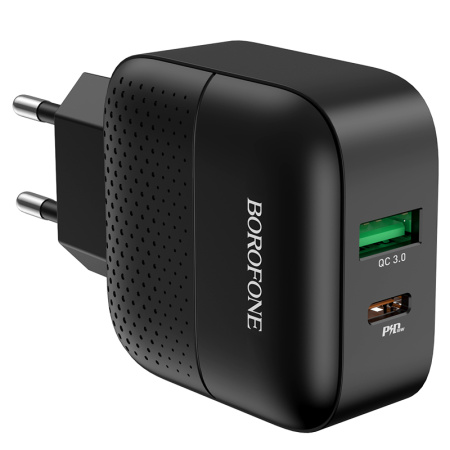 СЗУ с выходом USB Borofone BA46A (PD20W/QC3.0/1USB/1USB PD) черное