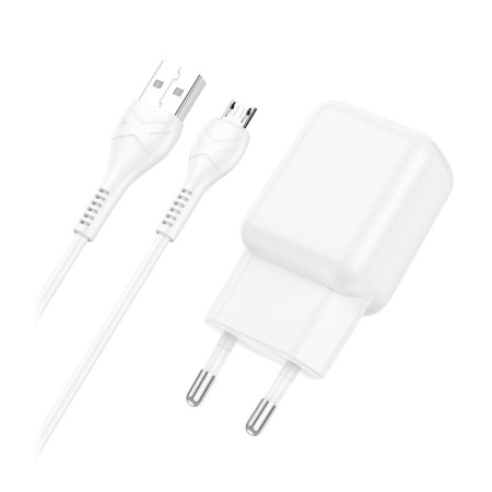 СЗУ с выходом USB Hoco C96A (2.1A/1USB/кабель Micro USB) белое