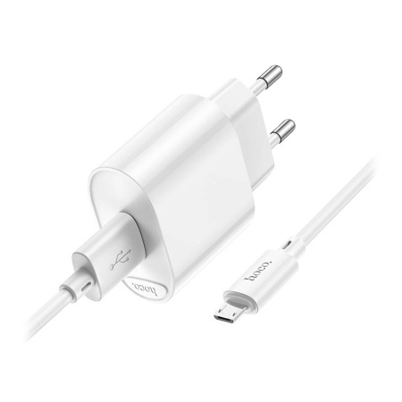СЗУ с выходом USB Hoco C109A (18W/QC3.0/1USB/кабель micro USB) белое
