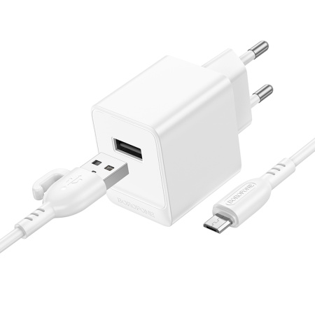 СЗУ с выходом USB Borofone BAS11A (2.1A/1USB/кабель Micro USB) белое