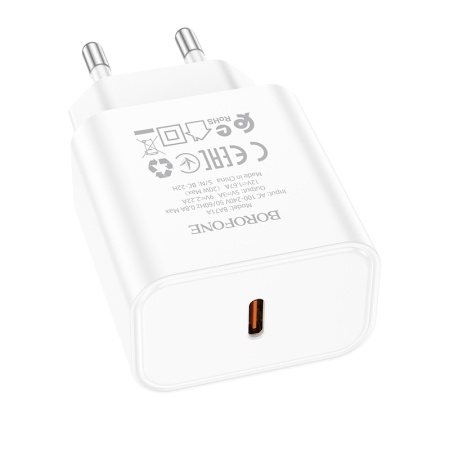 СЗУ с выходом USB Borofone BA71A (PD20W/QC/USB C) белое