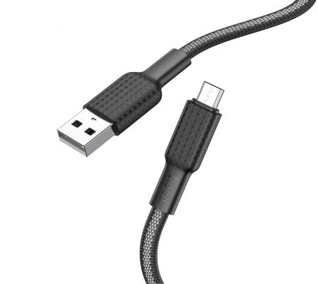 Кабель USB - Micro USB HOCO X69 "Jaeger" (2.4А, 100см) черно-белый