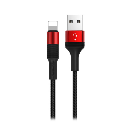 Кабель USB - Lightning Borofone BX21 "Outstanding" (2.4А, 100см) черно-красный