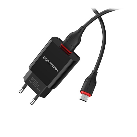 СЗУ с выходом USB Borofone BA20A (2.1A/1USB/кабель Micro USB) черное