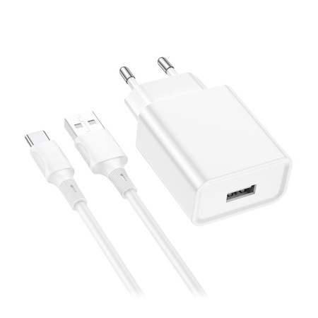 СЗУ с выходом USB Borofone BA74A (2.1А/кабель Type-C) белое