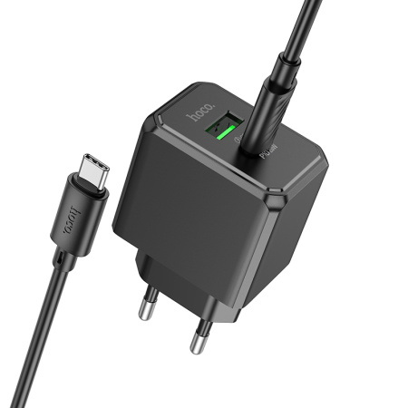 СЗУ с выходом USB Hoco CS14A (PD20W/QC3.0/1USB/1USB C/кабель Type-C - Type-C) черное